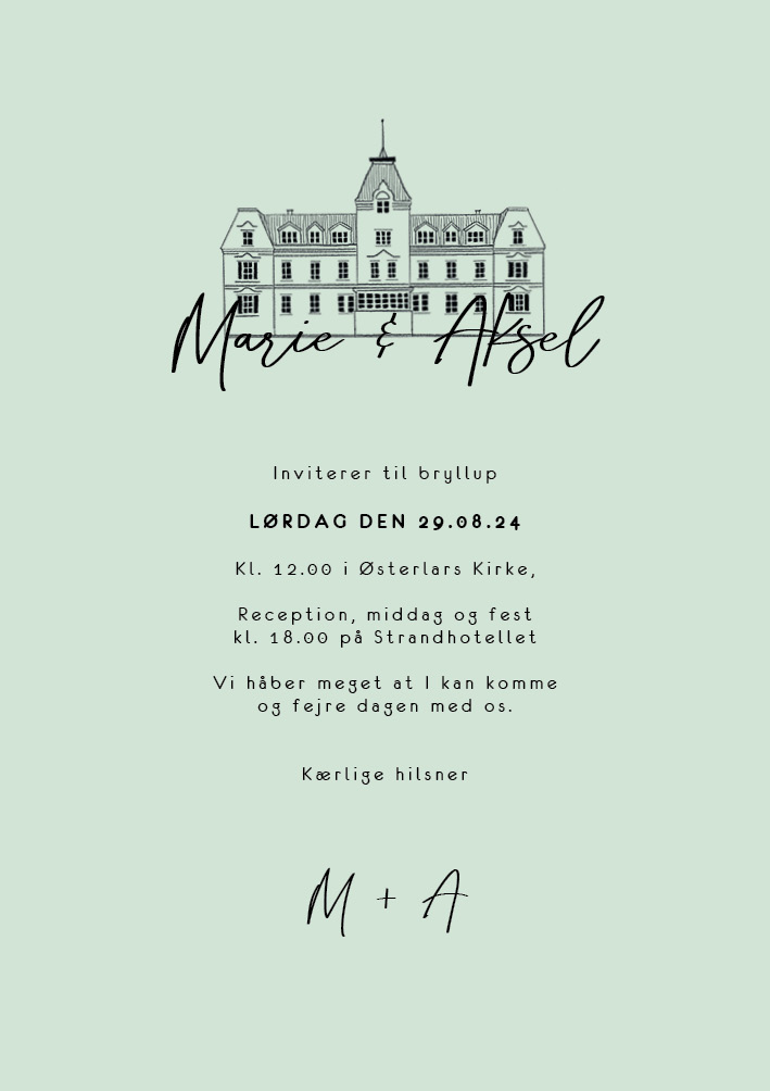 Invitationer - Marie og Aksel Bryllupsinvitation